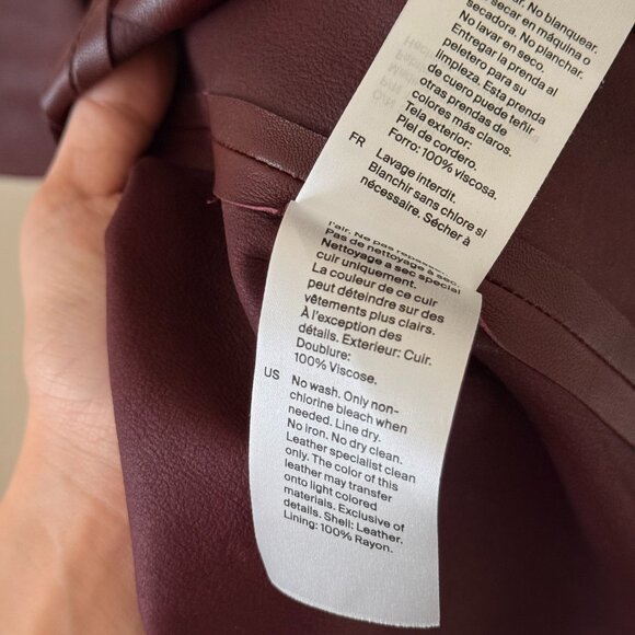 COS - Oversized leather trench coat burgundy - Picture 9 of 16